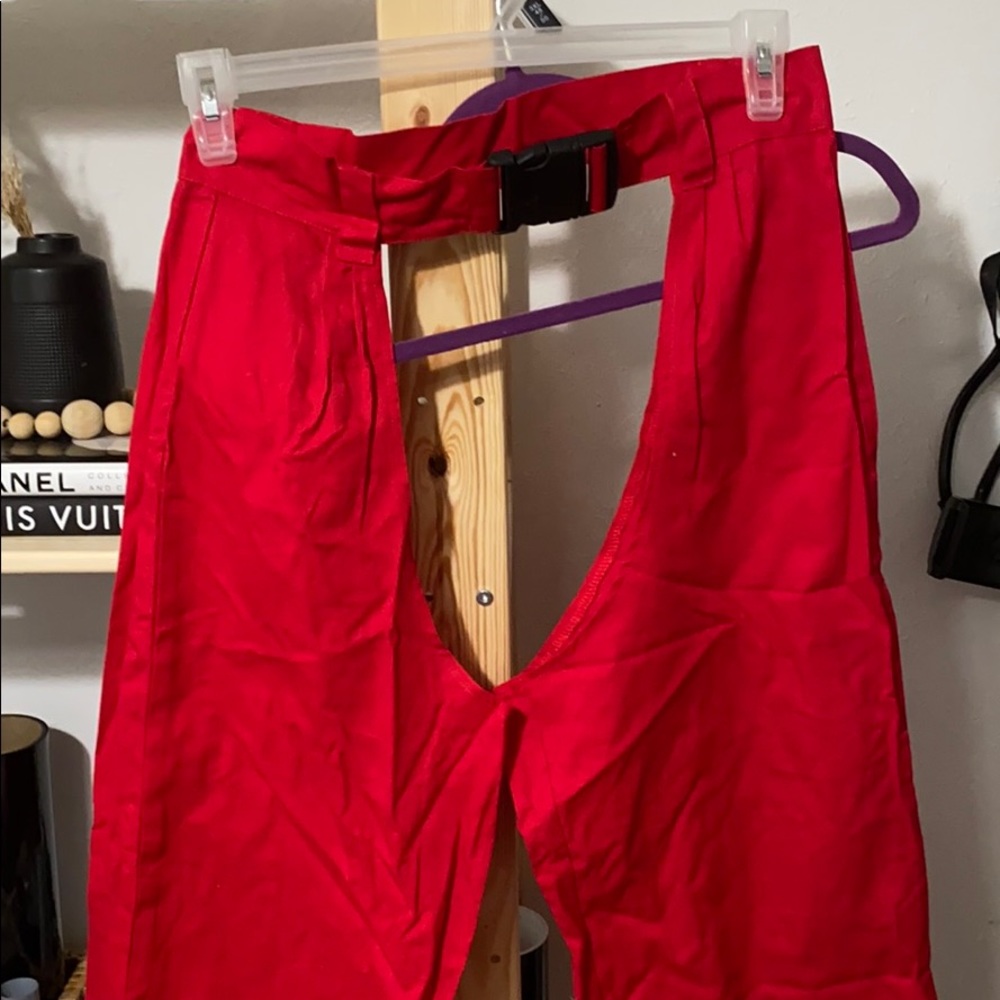 Red cloth utility belt chap pants